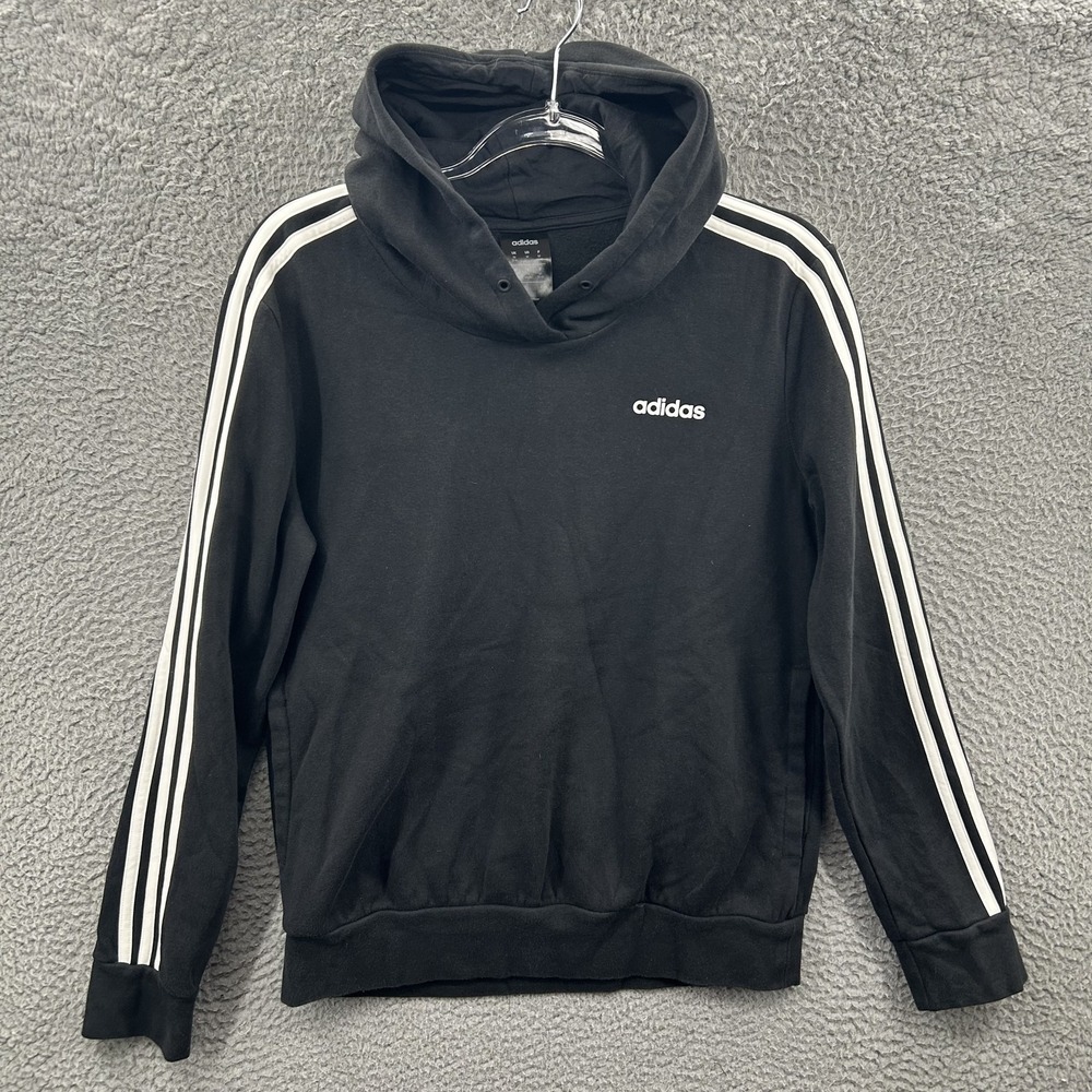Adidas Hoodie Womens Medium Three Stripes Pullover Athletic Sweatshirt Pocket